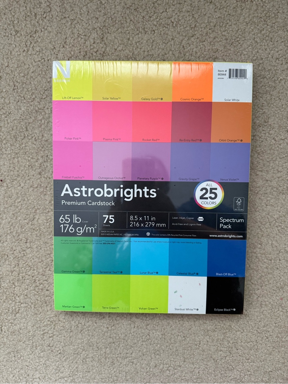 Astrobrights Premium Cardstock - Multicolor Spectrum Pack